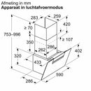 Bosch DWK67FN60 - Serie 4 - Wanddampkap - 60 cm - zwart glas - Zwart