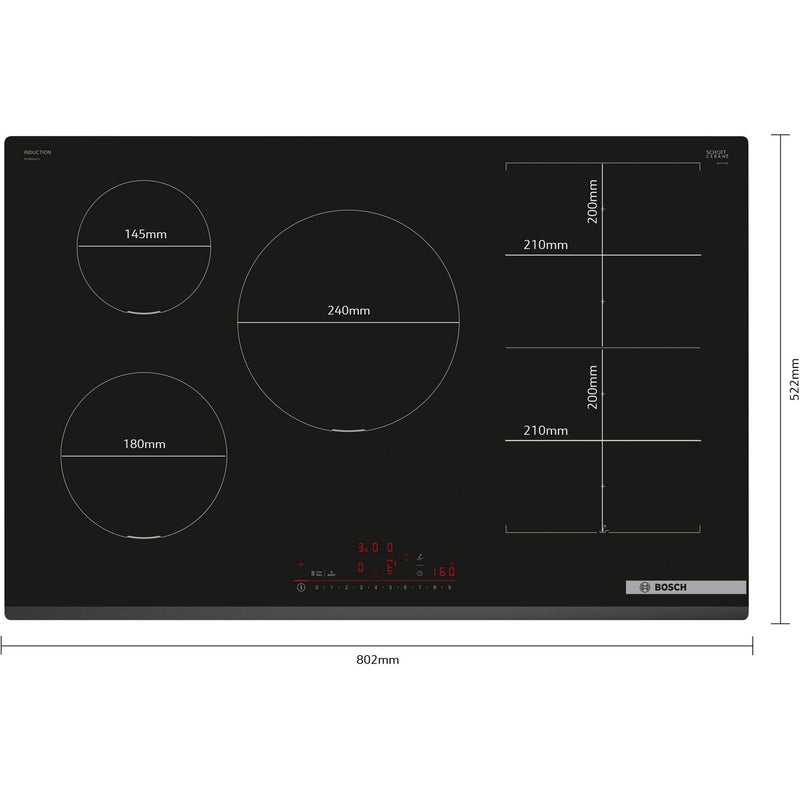 Bosch PXV831HC1E - Serie 6 - Inductiekookplaat - 80 cm - Opbouw zonder kader
