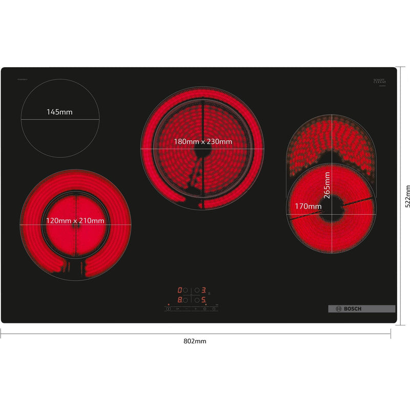 Bosch PKH811BB1D - Serie 4 - Elektrische kookplaat - 80 cm - Opbouw zonder kader
