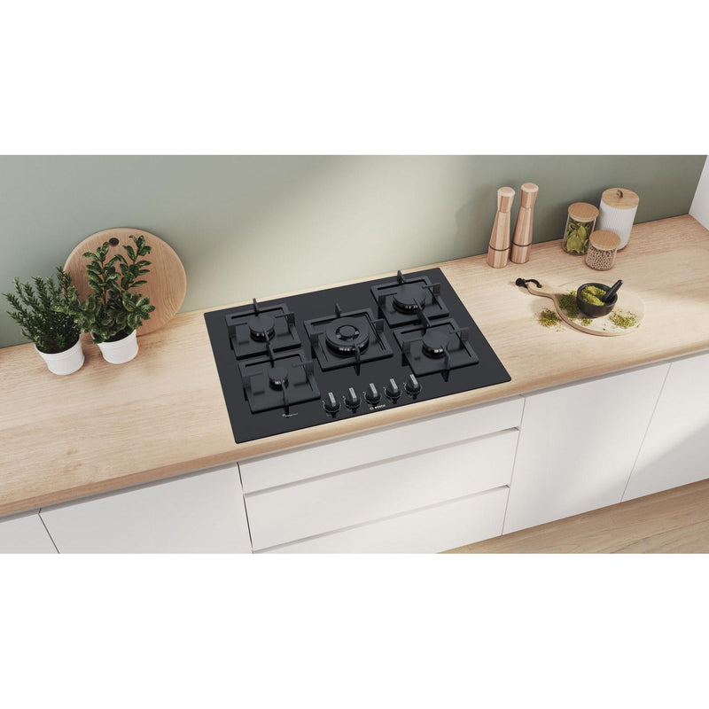 Bosch PPQ7A6B20 - Serie 6 - Gaskookplaat - 75 cm - Hardglas, Zwart
