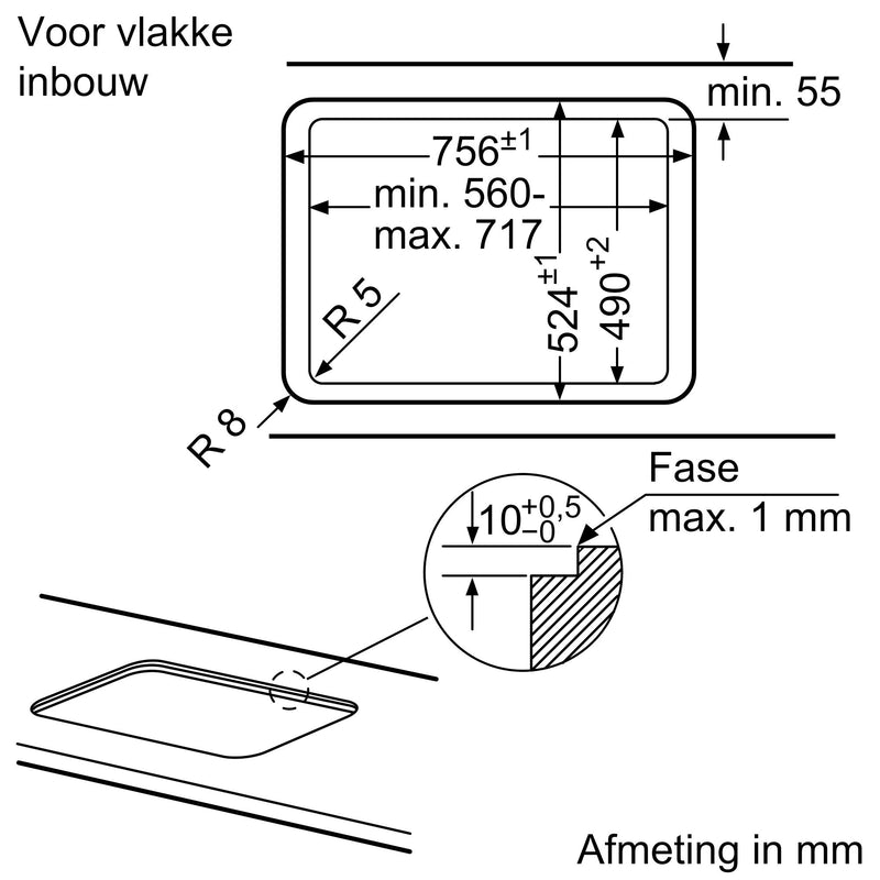 Bosch PPQ7A6B20 - Serie 6 - Gaskookplaat - 75 cm - Hardglas, Zwart